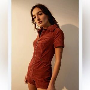 Urban Outfitters orange corduroy romper Size M #corduroy #jumpsuit